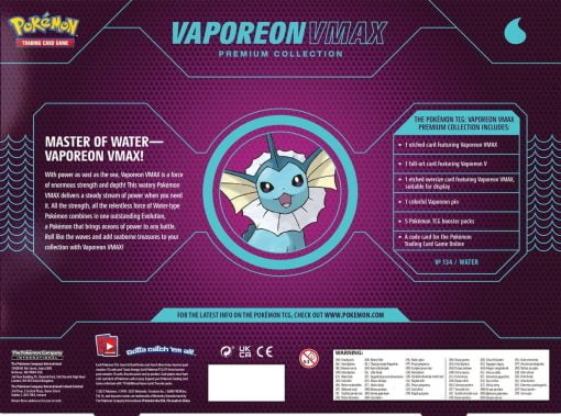 pokemon vaporeon vmax premium collection back